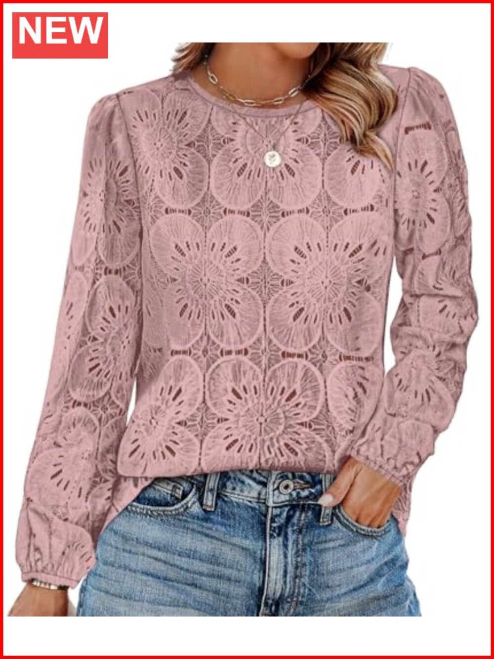 Women's Lace Crochet Long Sleeve Blouse Boho Top